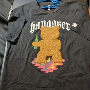 New Fifth Loop Black Shirt with A Wool Embroidered Bear Short Sleeve T-Shirt L